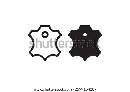Leather material badge icon set Vector