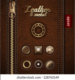 Leather and metal design elements - eps10
