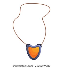 Leather necklace holding glowing heart shaped amulet, isolated on white background