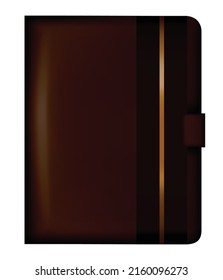 Leather note book. Realistic brown notebook mockup for branding and corporate identity. Notepad isolated vector illustration on white background
