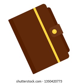 Leather notebook icon. Flat illustration of leather notebook vector icon for web design