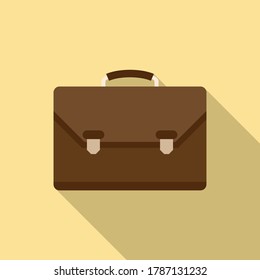 Leather office suitcase icon. Flat illustration of leather office suitcase vector icon for web design
