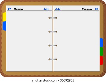Leather open notepad, vector