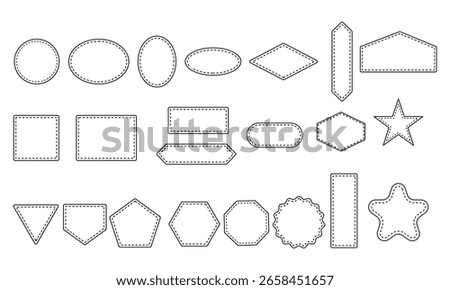 Leather Patches Frame or Label Template Clipart - Outlines design Vector Template Illustration