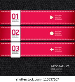 Leather pink color Design template  / can be used for infographics / numbered banners / horizontal cutout lines / graphic or website layout vector