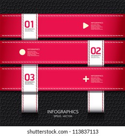 Leather pink color Design template  / can be used for infographics / numbered banners / horizontal cutout lines / graphic or website layout vector