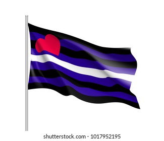 Leather pride emblem, realistic waving flag. Canvas for fetishists. Vector illustration of a colorful element