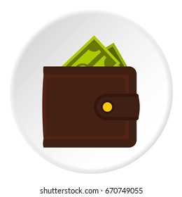Leather purse icon in flat circle isolated vector illustration for web
