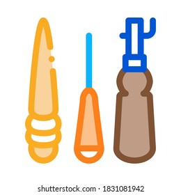 leather repair tools icon vector. leather repair tools sign. color symbol illustration