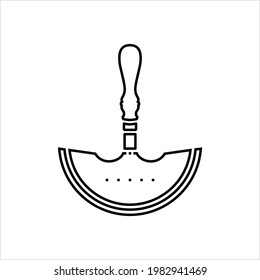 Leather Round Cutting Knife Icon, Half Moon, Round Style, Semi Circular Leather Cutting Knife Vector Art Illustration