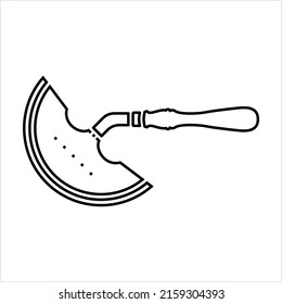 Icono De Cuchillo De Cubierta Redonda De Cuero, Media Luna, Estilo Redondo, Cuero Semi Circular Cortando Cuchillo Vector De Arte Ilustración