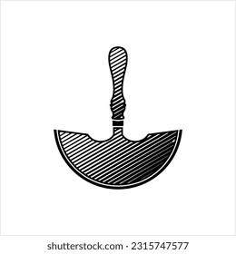 Icono De Cuchillo De Cubierta Redonda De Cuero, Media Luna, Estilo Redondo, Cuero Semi Circular Cortando Cuchillo Vector De Arte Ilustración