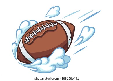 A leather rugby ball. A rugby ball with motion trails flying through the air.Vector illustration isolated on a white background