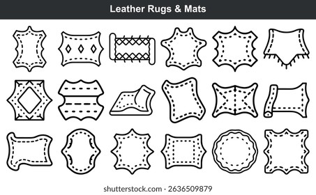 Leather rugs mats collection design elements