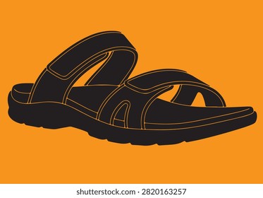 Leather sandals design on color background.