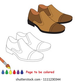 Leather Shoe Pair to be colored, the coloring book for preschool kids with easy educational gaming level.