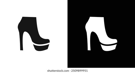 leather shoes heel icon Black line art vector logo set