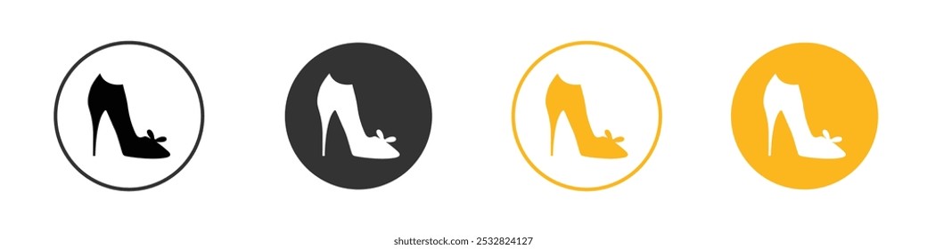 leather shoes heel icon black and white vector outline sign