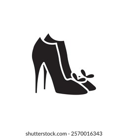 leather shoes heel icon black and white vector outline sign