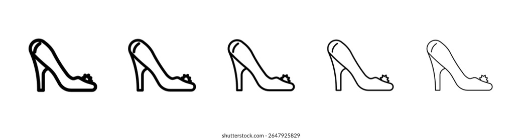 leather shoes heel icon isolated vector on white background set