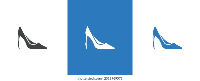 Ilustración de línea delgada de icono de talón de zapatos de cuero