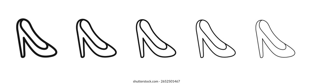 sapatos de couro ícone de calcanhar vetor conjunto sinal de ilustração