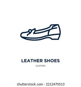 leather shoes icon from clothes collection. Thin linear leather shoes, leather, shoes outline icon isolated on white background. Line vector leather shoes sign, symbol for web and mobile