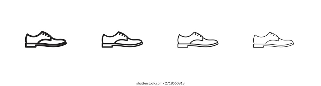 Iconos de zapatos de cuero, conjunto de iconos lineales. Iconos lineales negros de la palma