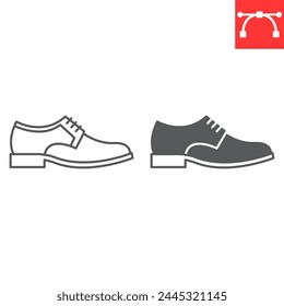Leather shoes line and glyph icon, clothes and footwear, shoe vector icon, vector graphics, editable stroke outline sign, eps 10.