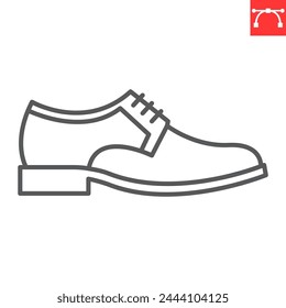 Icono de línea de zapatos de cuero, ropa y calzado, Vector de zapatos, gráficos de Vector, símbolo de contorno de trazo editable, eps 10.