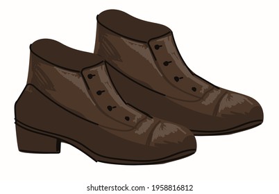 Leather shoes for men, isolated footwear with small heel. Fashion and trendy clothes and accessories. Boots for autumn or spring season. Stylish clothing for male, handmade model. Vector in flat style