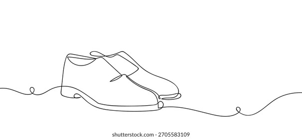 Sapatos de couro em uma linha contínua um desenho de linha.