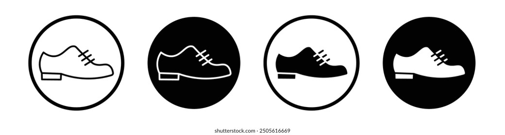 Leather shoes vector icon set black filled and outlined style.