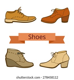 leather shoes vector set