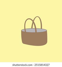 Leather shopping bag vector illustration. Basket bag
