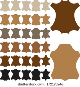 Leather sign in different shapes and colors. Vector