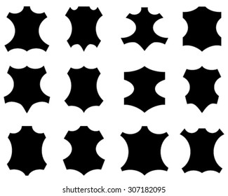 Leather sign in different shapes, vector