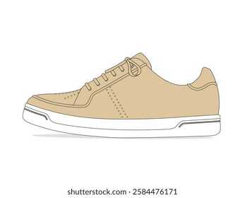 Leather sneakers for men vector illustration technical flat drawing by adobe illustrator.