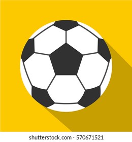 Leather soccer ball icon. Flat illustration of leather soccer ball vector icon for web   on yellow background
