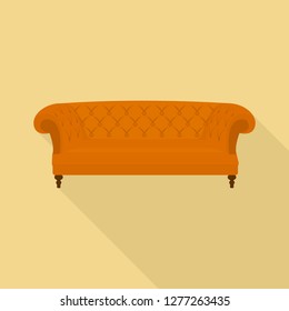 Leather sofa icon. Flat illustration of leather sofa vector icon for web design