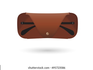 Leather spectacle case with eyeglasses