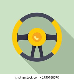 Leather steering wheel icon. Flat illustration of Leather steering wheel vector icon for web design