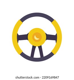 Leather steering wheel icon. Flat illustration of Leather steering wheel vector icon isolated on white background