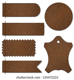  Leather stitched labels set - eps10