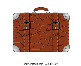 Leather suitcase on white background. Isolated vector illustration.