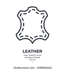Leather symbol editable stroke outline icon isolated on white background flat vector illustration. Pixel perfect. 64 x 64. - Shutterstock ID 1984046663