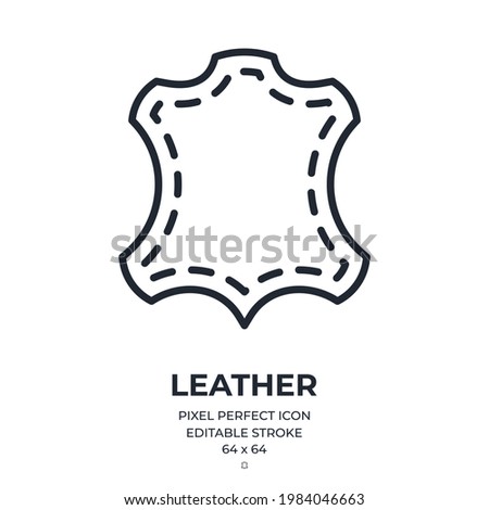 Leather symbol editable stroke outline icon isolated on white background flat vector illustration. Pixel perfect. 64 x 64.