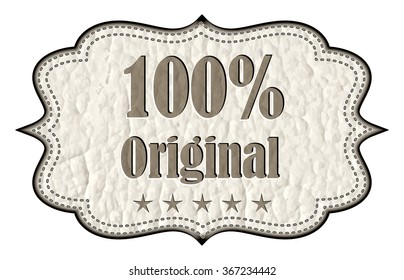 Leather Tag - 100% Original - vector illustration 