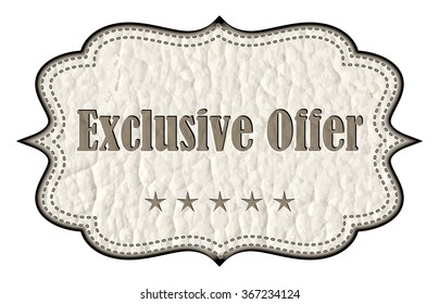 Leather Tag - Exclusive Offer - vector illustration 
