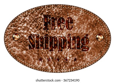 Leather Tag - Free Shipping - vector illustration 